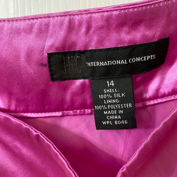 INC Pink 70s Pattern Satiny Dress Size 14 - Picture 5 of 8